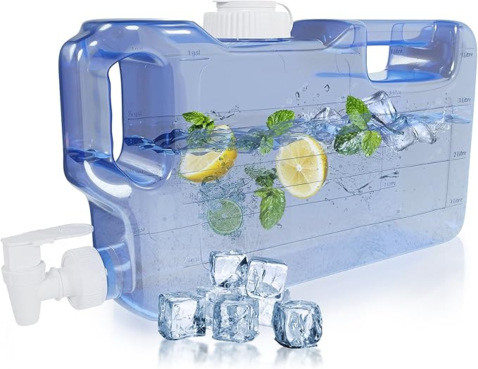 Refrigerator Water Dispenser 1.1 Gallon – Leak-Proof Slim Fridge Water Container with Spigot – BPA-Free Refillable Water Jug (Light Blue)