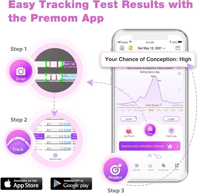 Easy@Home Ovulation Test Strips (100-pack) Value Pack, Reliable Ovulation Preditor Kit and Fertility Test, 100 Tests