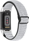 Lijinlan Nylon Band Compatible with Fitbit Charge 5 Advanced Fitness & Health Tracker, Elastic Woven Strap Stretchable Wristband Watch Bands Replacement for Charge 5 for Women Men
