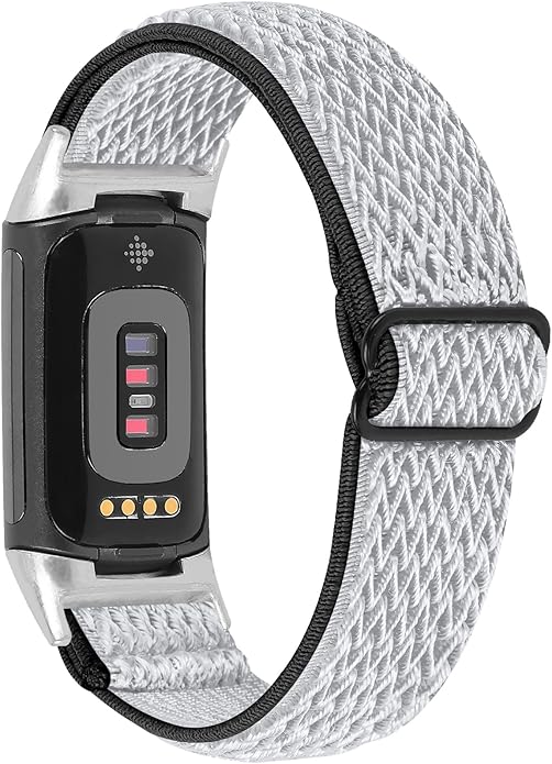 Lijinlan Nylon Band Compatible with Fitbit Charge 5 Advanced Fitness & Health Tracker, Elastic Woven Strap Stretchable Wristband Watch Bands Replacement for Charge 5 for Women Men