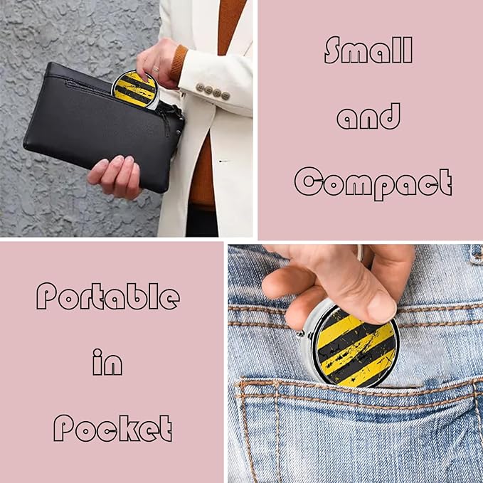 Metal Pill Organizer - 3-Compartment Mini Round Pill Case for Pocket & Purse, Portable Vitamin Holder, Easy-Open Design for Travel - Warning Line