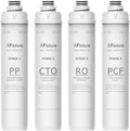 RO100ROPOT Series 4-Pack Replacement Filter Cartridge Set Compatible with Bluevua RO100ROPOT, RO100ROPOTUV Series Water Filter, Pack of 4 Filters (1*PP, 1*CTO, 1*RO, 1*PCF)