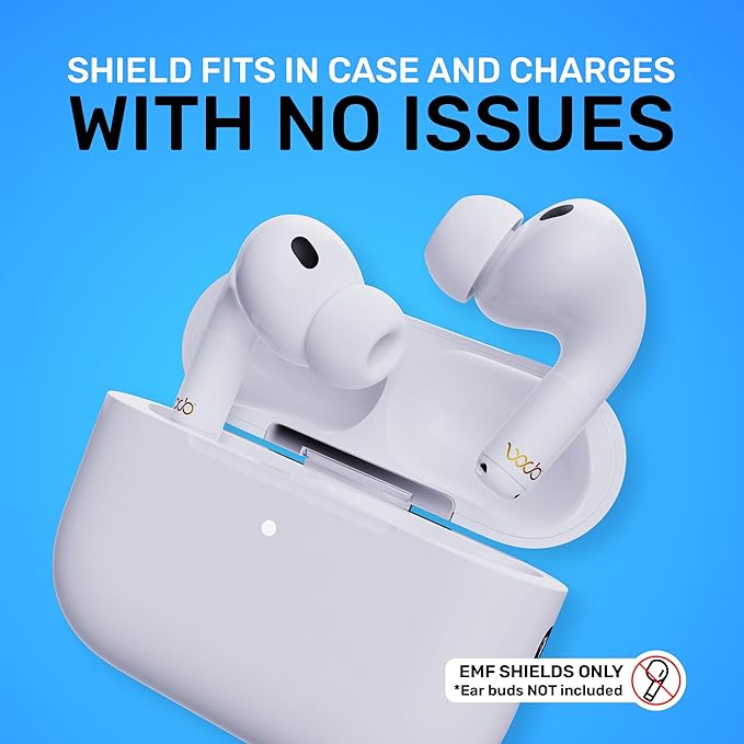 EMF Shield Sticker for AirPods – Lab-Tested Electromagnetic Wave Reduction, Made in USA, Patented for 5G & Wireless Devices, Works with All Short Stem AirPods 2nd/ 3rd/ 4th Gen – WaveBlock (2-Pack)
