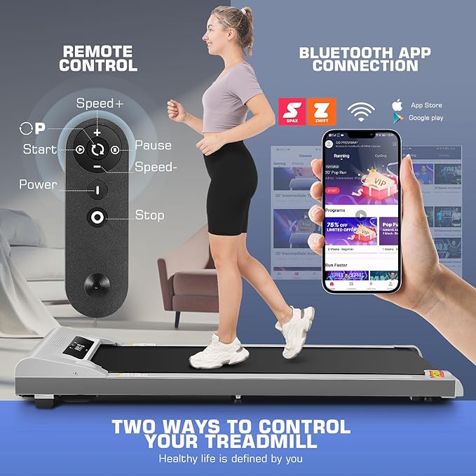 FUNMILY Walking Pad Treadmill Under Desk, 2.5HP Small Treadmill for Home/Office, 2026 Upgrade 3-in-1 Mini Treadmills with App, Remote Control, LED Display, 300 LBCapacity