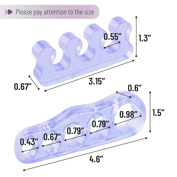 Dr. JK- ToePal Gel Toe Separator, 4 Pairs, Toe Spacers, Bunion Corrector, Blue & Purple