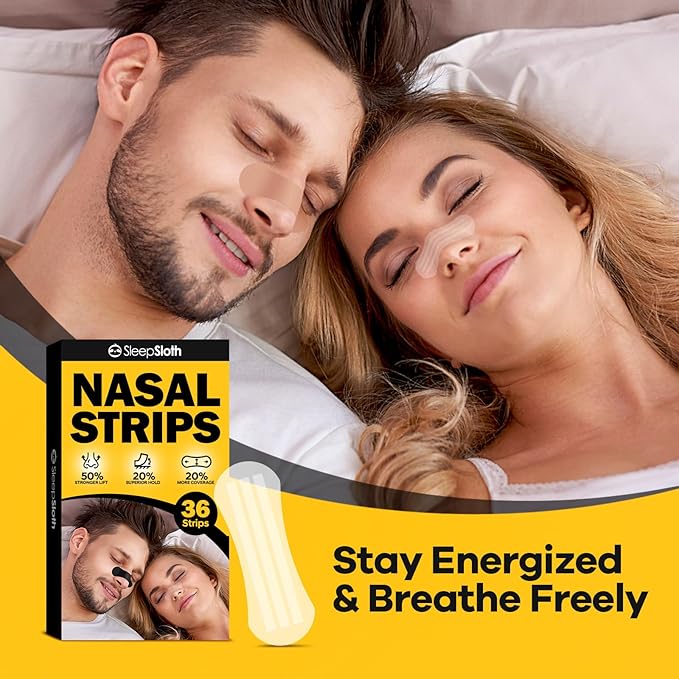 Nasal Strips for Snoring (36 Count), Extra Strength Nose Strips for Breathing, Anti Snoring Nasal Strips for Sleeping, Congestion Relief for Colds & Allergies, Sensitive Skin, Clear