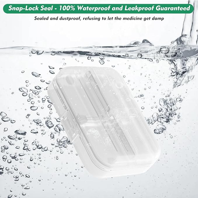 7 Day Pill Organizer with Snap-Lock Leakproof Design - Portable Travel Pill Case for Pills, Vitamins, Supplements, BPA-Free Mini Medicine Box for Work, Outdoor, Traveling (Clear)