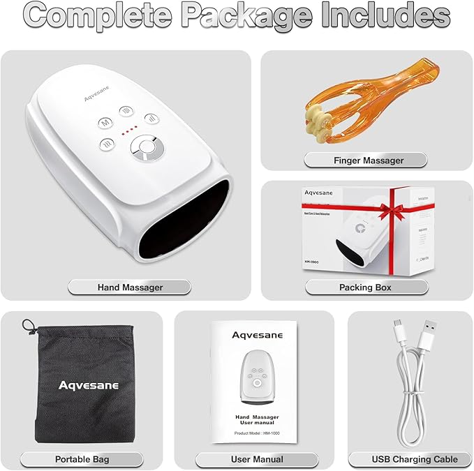 Hand Massager with Heat and Compression, Cordless Hand and Wrist Massager for Arthritis and Carpal Tunnel, Rechargeable, Gifts for Women Men, White
