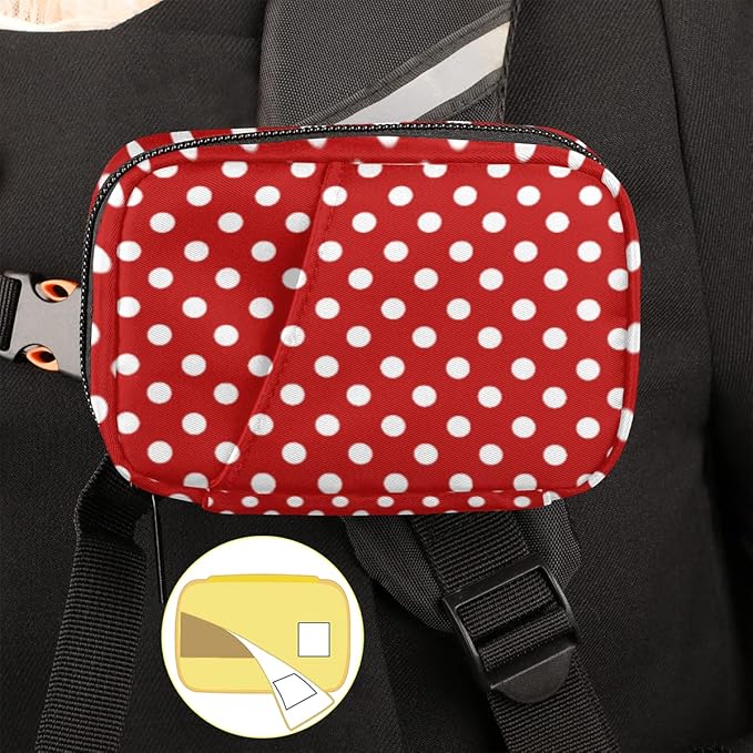 Pill Case Pill Travel Organizer 7 Day Weekly Medicine Pill Box Red and White Dots Small Cute Compact Size Vitamin Container Pill Bottle Portable Birth Control Pill Holder Bag with Zipper