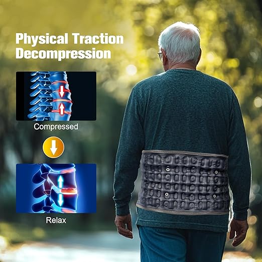 Decompression Back Belt with Electric Inflatable Pump -Lumbar Support Belt for Lower Back Pain Relief, Air Traction Device Fits Waist Size 29-49 Inches (Blue)
