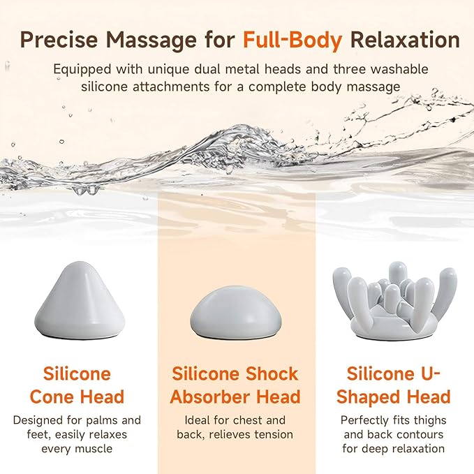 Dual-Head Mini Massage Gun, High-Power Portable Handheld Massager with 6 Massage Heads, Compact Quiet Design for Full-Body Use, Suitable for Travel & Office Use, Gift for Men & Women,