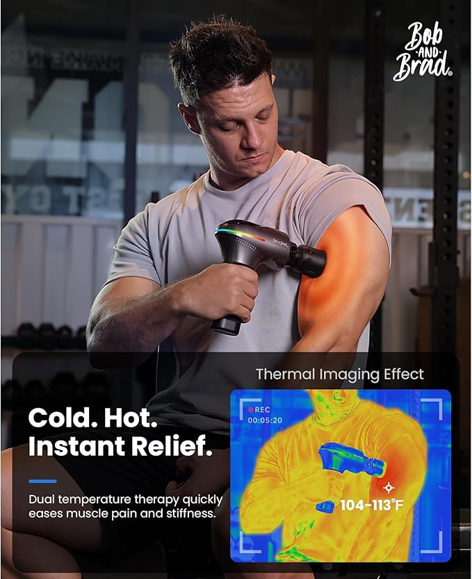 BOB AND BRAD A2 Pro Massage Gun with Heat and Cold Therapy, FSA-HSA Eligible Professional Percussion Massage Gun Deep Tissue for Back Pain Relief, Heated Muscle Massager with Force Sensor for Athletes
