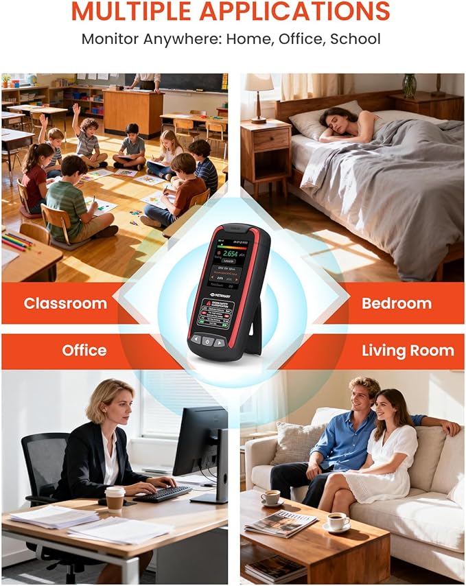 Radon Detector for Home, Portable Radon Monitor with TFT Color Display, Rechargeable Radon Tester Quick Result 6 Hour, 504 Days Data Storage with Audible & Visual Alarm (pCi/L or Bq/m³)