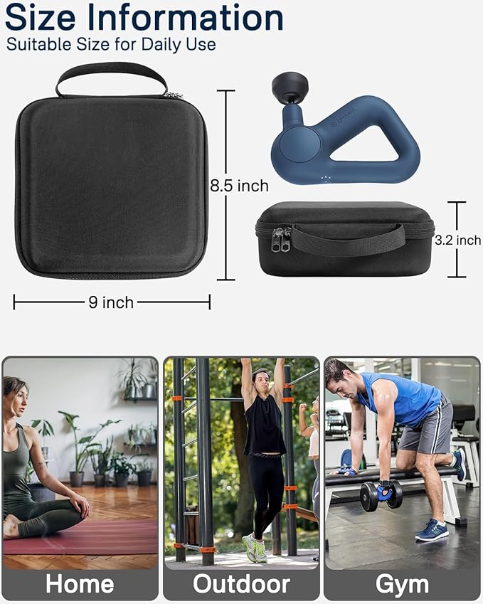 RAIACE Massage Gun Case, Hard Travel Storage Case Compatible with TheraGun Relief Percussion Massage Gun Device, Carrying Bag with Mesh Pocket for Cables and Other Accessories. (Case Only) - Black