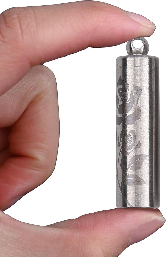 aiGear Stainless Steel Mini Pill Case Inner Diameter 0.48 Inch with Necklace Light Weight Pill Holder Waterproof Small Keychain Pill Box for EDC Outdoor Hiking Camping Travel First Aid (TPF30RS)