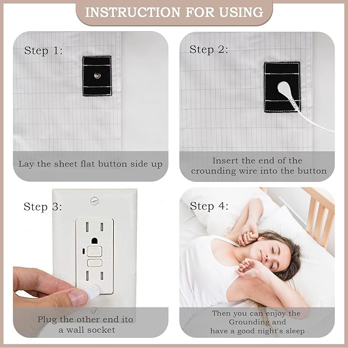 Grounding Sheet, Grounding Mat for Bed with Grounding Cord, Reduce Painful, Inflammation, Improves Sleep, 5% Silver Fiber with 95% Cotton, (60x80IN,White)