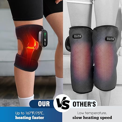 MOAJAZA Knee Massager with Heat and Vibration, Heating Pad for Knee Shoulder Elbow, Heated Knee Brace for Arthritis with Massage