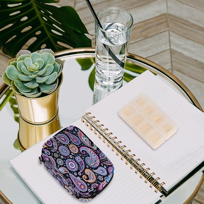 Abstract Trippy Paisley Travel Pill Organizer Box Weekly Portable Pill Case Daily Pills 7 Day Small Birth Control Pills Container Removable Compartments for Medicine Vitamins Fish Oil