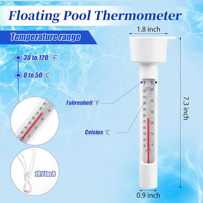 Qualirey Solar Powered Pool Ionizer with Colorful LED Lights, Floating Water Cleaner Purifier Include Large Floating Pool Thermometer, 4 Pcs Scum Eliminating Ball, Copper Anode Replacement Kit