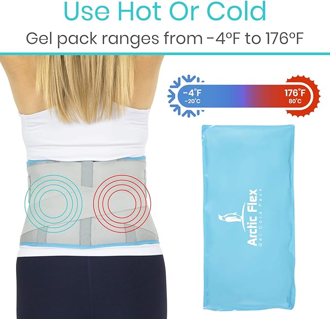 Vive Wearable Ice Packs for Back Pain - Back Brace with Ice Pack - Ice Belt for Lower Body Pain - Gel Ice Pack for Sciatica Relief Men, Women - Compression Hot Cold Therapy for Injuries Reusable