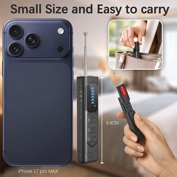 Hidden Camera Detectors，GPS Tracker Detector，Anti-Spy Detector,Listening Device Detector，Bug Detector for Travel, Hotel, Home, Car, Office