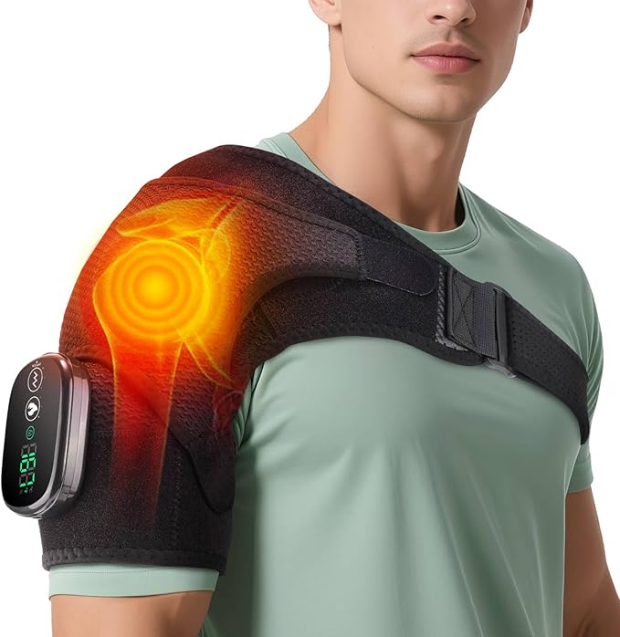 Shoulder Heating Pad with Massage, FSA Eligible Items List, Shoulders Massager for Pain Relief, Left Right Heated Shoulder Wrap for Rotator Cuff & Shoulder Brace Support, HSA Approved Products Only
