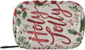 Beige Winter Cherries Holly Jolly Travel Pill Organizer Case Box Container Weekly Portable Vitamin Medicine Holder Storage Bag with Zipper Removable