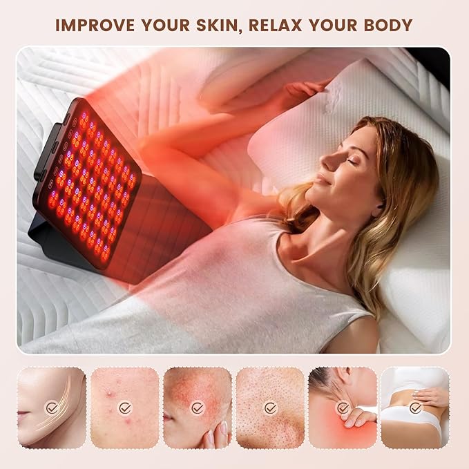 INTEO Red Light Therapy for Face and Body, Portable Red Light Therapy with Protective Goggles, 850nm Infrared Red Light Therapy with 6 Modes