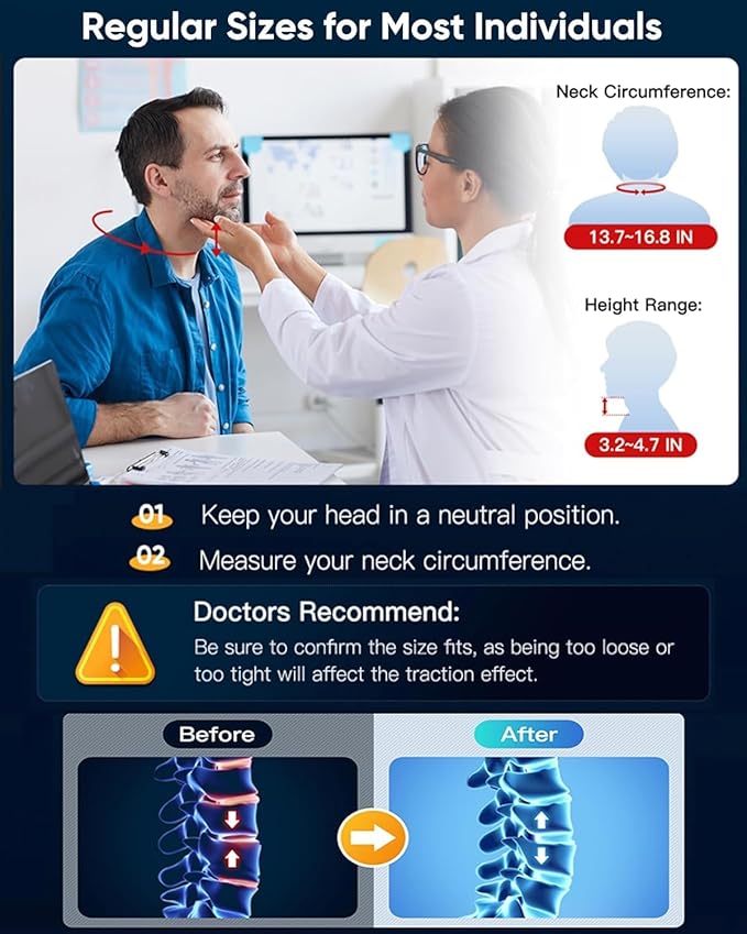 Cervical Neck Traction Device: Neck Stretcher for Cervical Pain Relief, Electric Air Pump with 3 Power Traction, Built-in 8 Airbag, Improved Stretcher for Neck Decompression and Neck Tension Relief