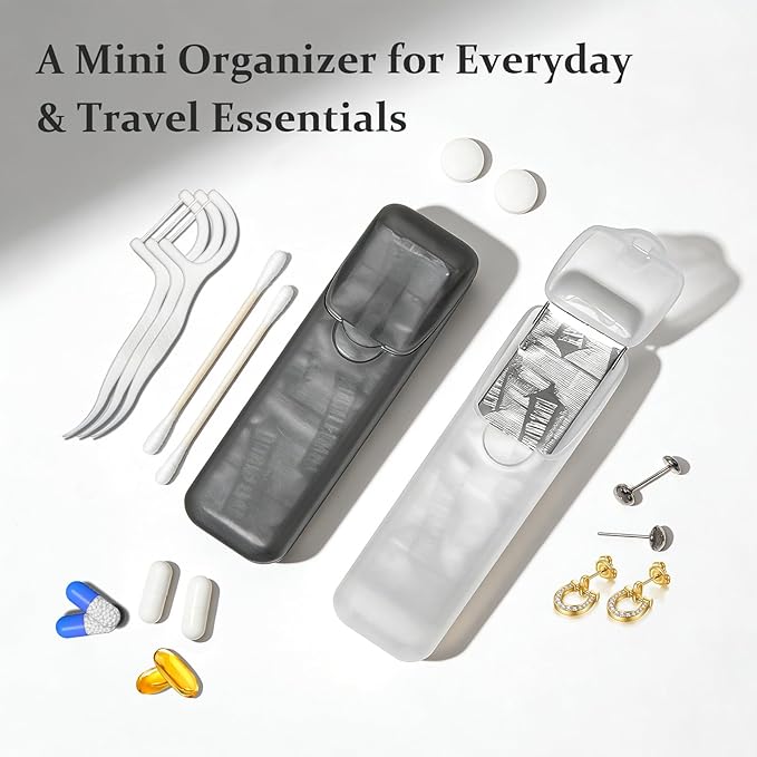 2 Pack Gum Case, Pocket Gum Holder Hard Shell, One-Hand Flip Open Gum Container, Portable PP Gum Storage Box, Clear White & Black
