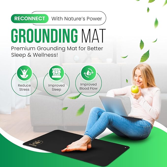 Grounding Mat for Wellness & Energy – Stress Reduction Mat for Bed, Desk, Office, Living Room – Improves Sleep, Focus & Balance – Premium Earthing Mat for Daily Grounding Therapy