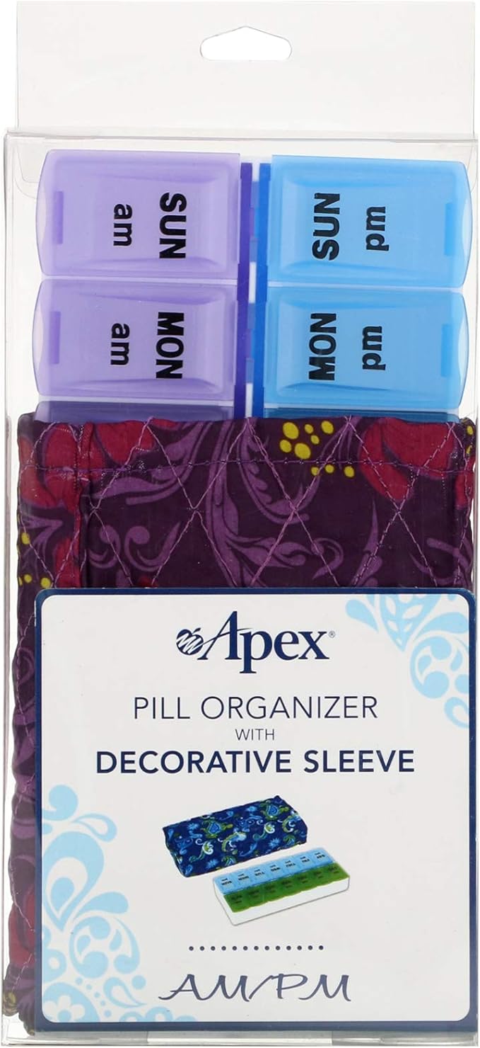 Apex, Pill Organizer with Decorative Sleeve, AM/PM, 2 Pill Organizers