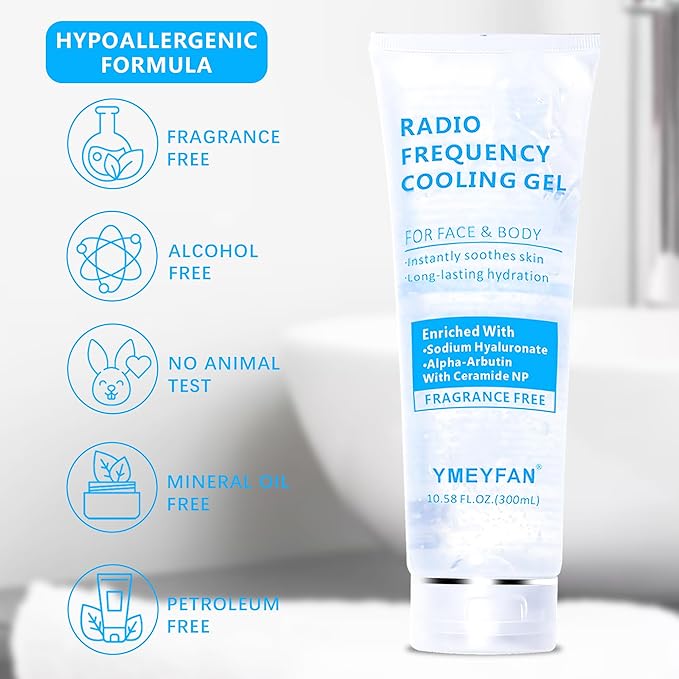 YMEYFAN Conductive Gel for Microcurrent Radio Frequency Facial Device Cooling Gel, Fragrance-Free, Sodium Hyaluronate, Alpha-Arbutin, Bifida Ferment Lysate, Hydrating Premium Primer(900ML)
