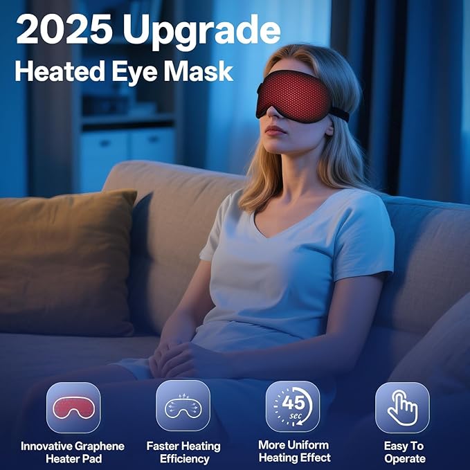 Cordless Heated Eye Mask for Dry Eyes, Electric Warm Compress for Fast Eye Relief, Rechargeable USB Heat Relax Mask for Sleep, Blepharitis & Stye Relief
