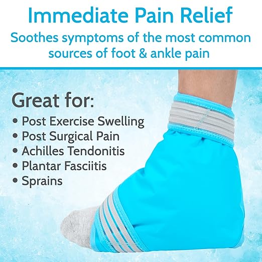 Arctic Flex Ankle Foot Ice Pack Wrap - Reusable Gel for Hot Cold Therapy - Large Soft Wrap for Injuries - Long-Lasting & Flexible for Pain Relief, Achilles Tendonitis, Sprains, Swelling