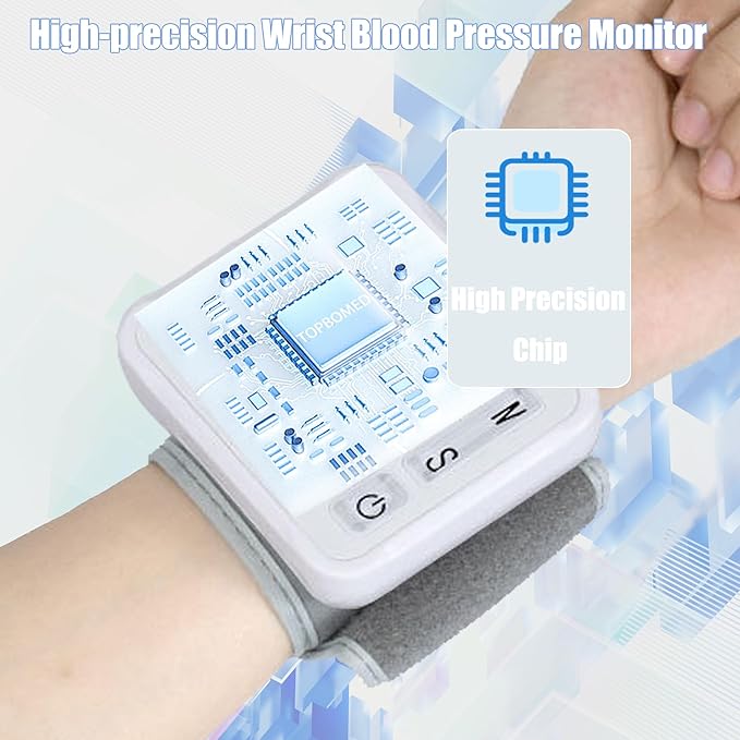 TOPBOMED Electronic Blood Pressure Monitor,Wrist Blood Pressure Monitor 2x99 Reading Memory for Adults Wrist BP Monitor with Carrying Case for Home Use