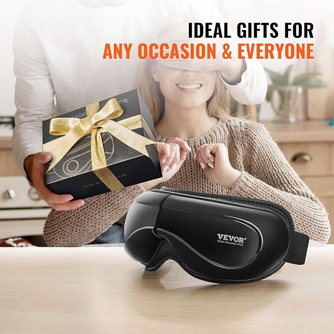 VEVOR Heated Eye Massager - 5 Modes, Bluetooth Music, Foldable, Ideal Gift for Parents, Black