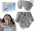 Microwave Heating Pad for Neck Shoulders Back Pain Relief 26.6X5.3'' Long with Microwavable Heated Mask for Dry Eyes Warm Compress Neck Wrap for Stress Relief Gift for Women Men Girls