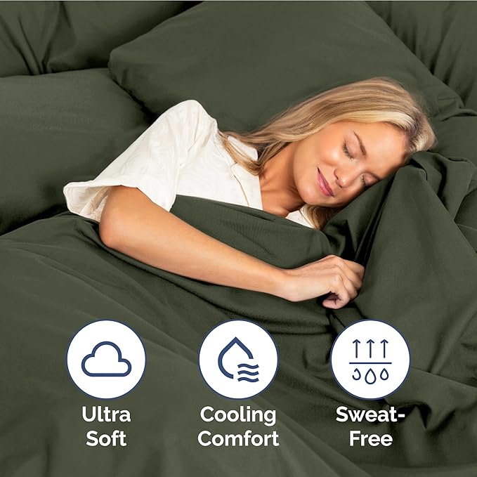 Full Size 4 Piece Sheet Set - Extra Soft, Breathable & Cooling - Hotel Luxury Durable Bed Sheets for Women & Men - Deep Pockets, Easy-Fit & Wrinkle-Free - Dark Olive Grey Oeko-Tex