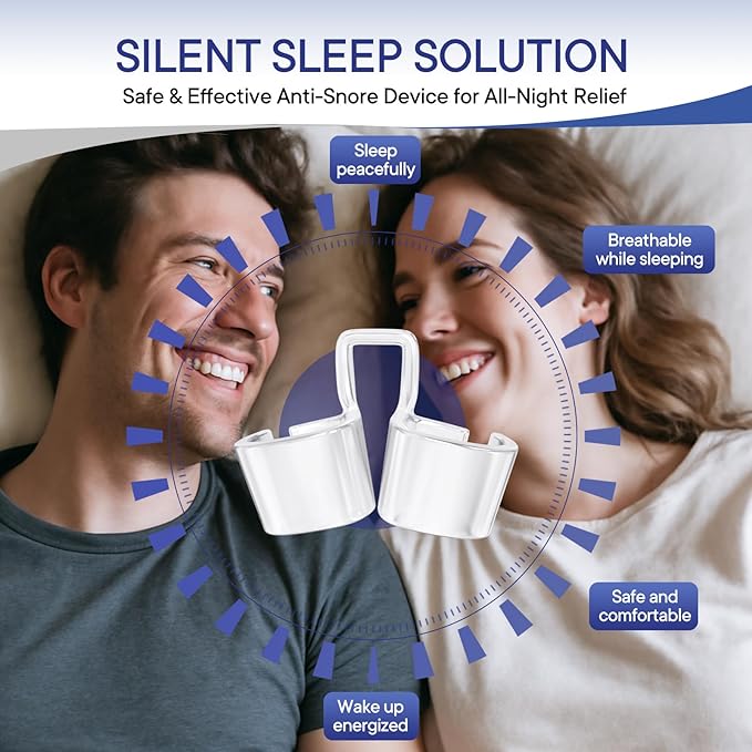 Anti Snoring Devices, Snoring Solution with Adjustable Snore Stopper, 3-Gear Fit, Improves Airflow, Reusable – 4 Pack