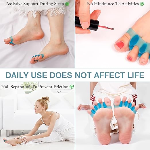 2PCS Toe Spacers for Women and Men, Toe Separators for Pedicure, Bunion Corrector, Hammer Toe Straightener, Plantar Fasciitis, Toe Spreaders for Foot Pain Relief and Foot Health. (2, Blue)
