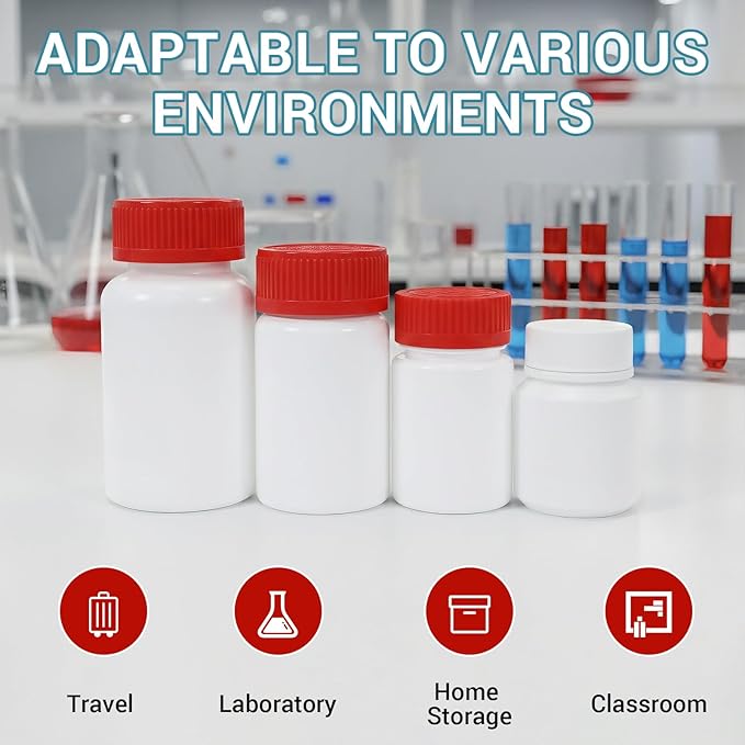 10 Pack 2oz Travel Pill Bottles - White Food Grade Plastic with Screw Caps & Labels, Small Pill Organizer for Pills, Vitamins, Capsules