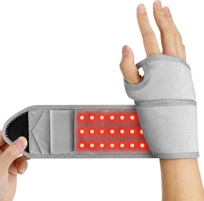 Cordless Wrist Heating Pad, Heated Wrist Brace Wrist Massager Wrap for Arthritis, Rechargeable Heated Hand Heating Pad Massage for Carpal Tunnel & Office Pain Relief (Light Grey)