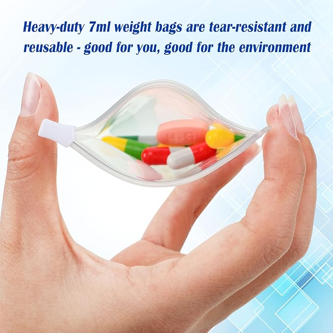 Zonon 12 Pieces Pill Pouch Bags Zippered Reusable Pill Baggies Clear Plastic Bags Self Sealing Travel Medicine Organizer Storage with Slide Lock for Cod Liver Oil, and Small Items