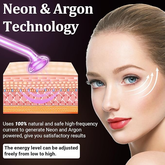 High Frequency Facial Wand - UUPAS Portable High Frequency Facial Machine with 6 Pcs Different Tubes（Orange & Purple）