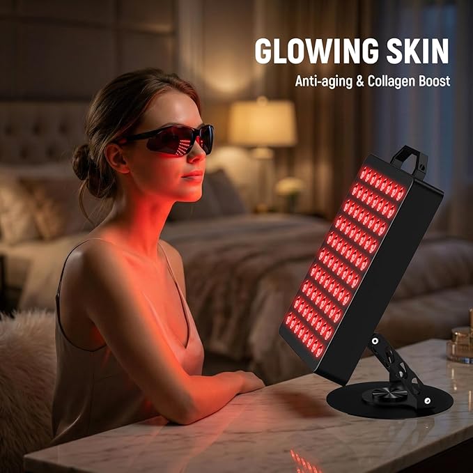 Red Light Therapy for Face and Body, 80 Dual Chip LEDs Lamp,High Power Red Near Infrared Light Therapy Panel, Remote-Controlled with 5 Speed (Wavelengths 660nm and 850nm)