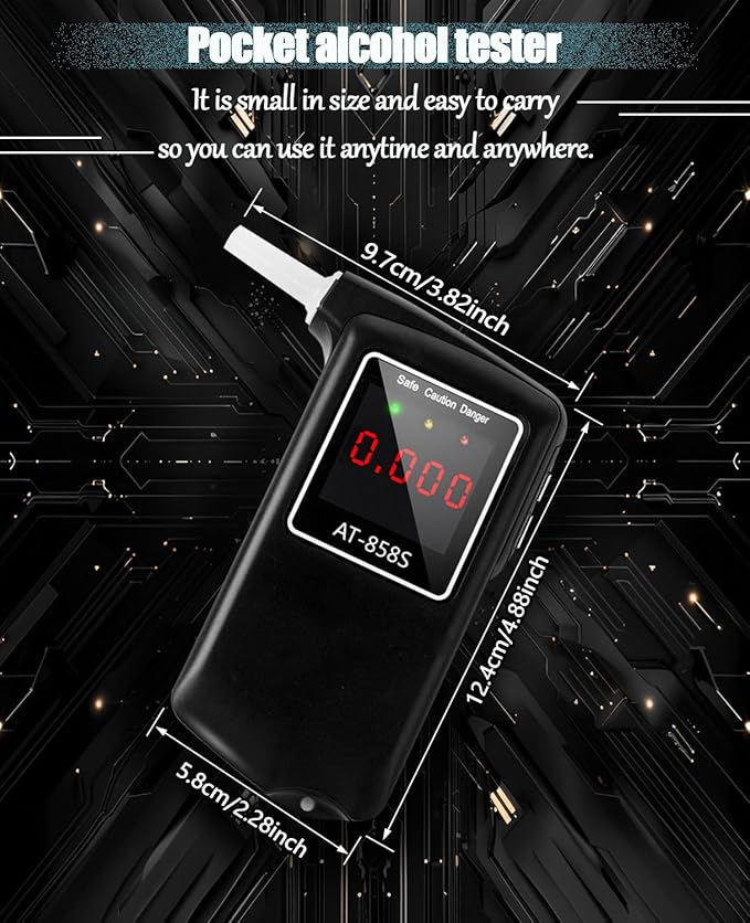 2026 Portable Breathalyzer, Easy-to-Use Alcohol Tester with Backlit Display - Ideal for Home Use, Parties, and Special Events, Professional Alcohol Tester with 10Pcs Mouthpieces