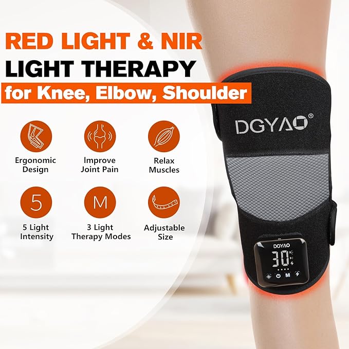TUOB Red Light Therapy for Knee, 660nm & 850nm Red Infrared Light Therapy with Cordless Rechargeable Controller, Portable Light Therapy Device for Knee Elbow Shoulder Pain Relief
