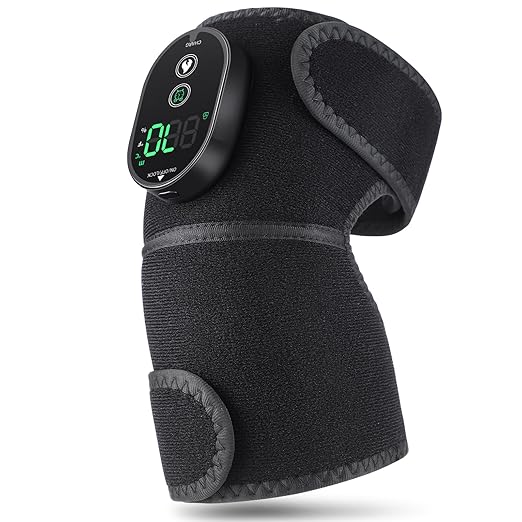 Cordless Heated Knee Brace, Knee Heating Pad for Pain Relief, Heating Pad for Knee Pain Relief, Knee Brace for Knee Pain, 3000mAh Battery Operated Knee Wrap, 6 Heat Levels, 4 Timers, Black