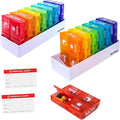 6 Times a Day, 7 Day Large Weekly Pill Organizer with Holder Tray, Vitamin, Medicine Box, Multicolor with Medical Alert Card (4X a Day - 2 Pack)